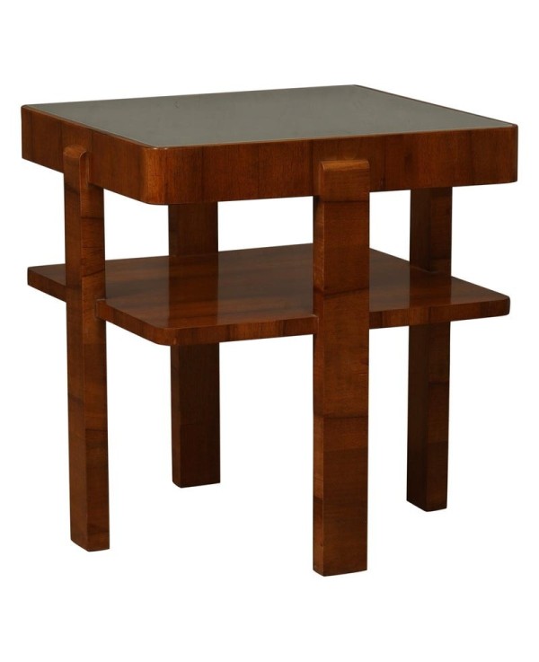 MidCentury Square Walnut Wood Game Sofa Side Table, 1960 MidCentury Square Walnut Wood Game Sofa Side Table, 1960