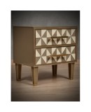 MidCentury Square White and Dove-Gray Color Glass and Brass Night Stand, 2020 MidCentury Square White and Dove-Gray Color Glass and Brass Night Stand, 2020