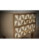 MidCentury Square White and Dove-Gray Color Glass and Brass Night Stand, 2020 MidCentury Square White and Dove-Gray Color Glass and Brass Night Stand, 2020