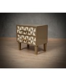 MidCentury Square White and Dove-Gray Color Glass and Brass Night Stand, 2020 MidCentury Square White and Dove-Gray Color Glass and Brass Night Stand, 2020