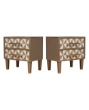 MidCentury Square White and Dove-Gray Color Glass and Brass Night Stand, 2020 MidCentury Square White and Dove-Gray Color Glass and Brass Night Stand, 2020