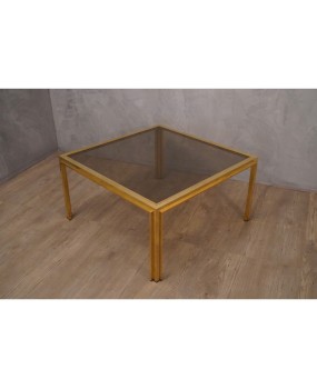Romeo Rega Midcentury Square Brass and Glass Sofa Table, 1970