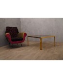 Romeo Rega Midcentury Square Brass and Glass Sofa Table, 1970