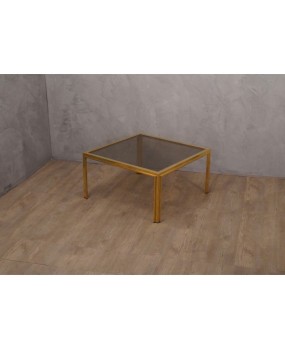 Romeo Rega Midcentury Square Brass and Glass Sofa Table, 1970