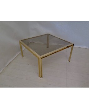 Romeo Rega Midcentury Square Brass and Glass Sofa Table, 1970