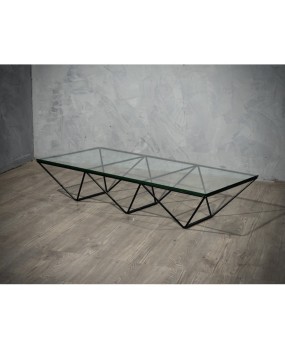 Paolo Piva "Alanda" Rectangular Glass and Iron Mid-Century Coffee Table, 1979