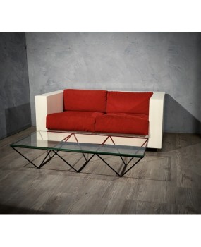 Paolo Piva "Alanda" Rectangular Glass and Iron Mid-Century Coffee Table, 1979