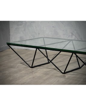 Paolo Piva "Alanda" Rectangular Glass and Iron Mid-Century Coffee Table, 1979