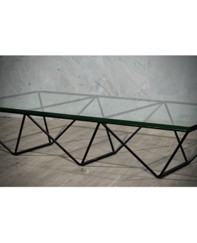 Paolo Piva "Alanda" Rectangular Glass and Iron Mid-Century Coffee Table, 1979