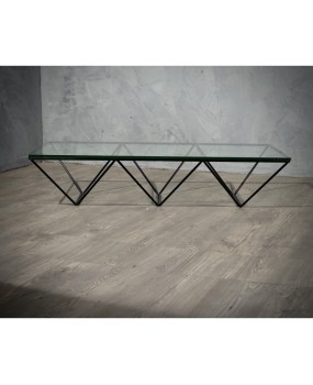 Paolo Piva "Alanda" Rectangular Glass and Iron Mid-Century Coffee Table, 1979