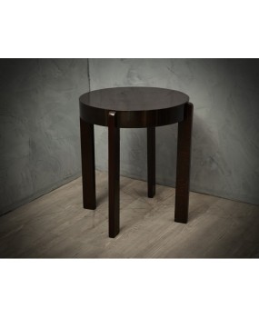 Midcentury Round Walnut Wood Stained in Dark Mahogany Side Table, 1940