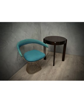 Midcentury Round Walnut Wood Stained in Dark Mahogany Side Table, 1940