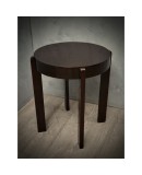 Midcentury Round Walnut Wood Stained in Dark Mahogany Side Table, 1940 Midcentury Round Walnut Wood Stained in Dark Mahogany Side Table, 1940