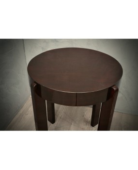 Midcentury Round Walnut Wood Stained in Dark Mahogany Side Table, 1940