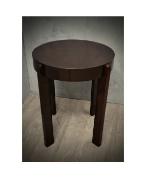 Midcentury Round Walnut Wood Stained in Dark Mahogany Side Table, 1940