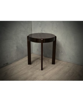 Midcentury Round Walnut Wood Stained in Dark Mahogany Side Table, 1940