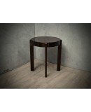 Midcentury Round Walnut Wood Stained in Dark Mahogany Side Table, 1940 Midcentury Round Walnut Wood Stained in Dark Mahogany Side Table, 1940