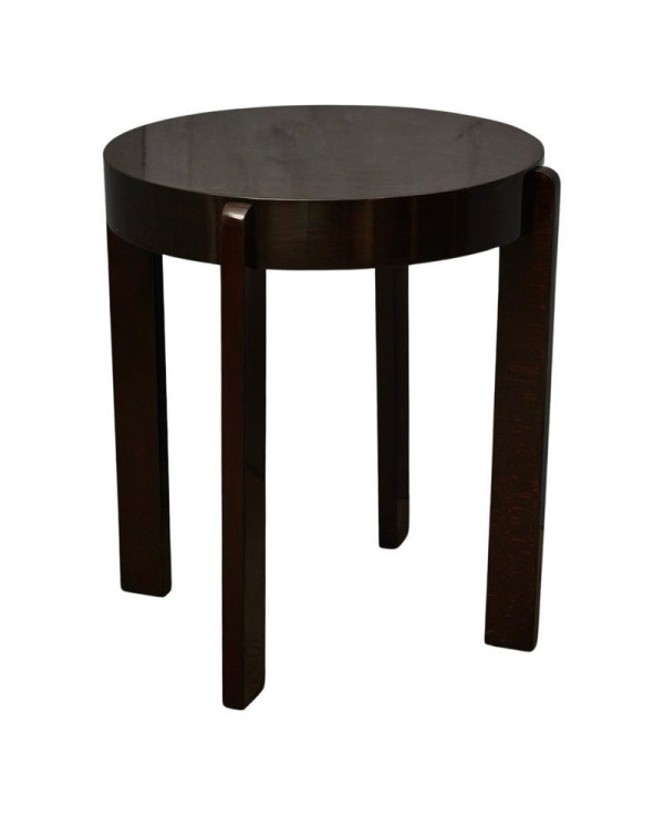 Midcentury Round Walnut Wood Stained in Dark Mahogany Side Table, 1940 Midcentury Round Walnut Wood Stained in Dark Mahogany Side Table, 1940
