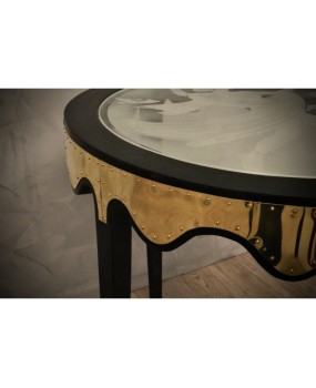 T 165 Coppia di Tavolini in Vetro Ottone