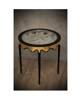 T 165 Coppia di Tavolini in Vetro Ottone