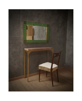 Walnut Wood and White and Bronze Velvet Italian Chair, 1950