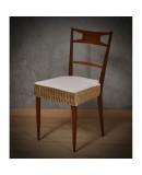 Walnut Wood and White and Bronze Velvet Italian Chair, 1950 Walnut Wood and White and Bronze Velvet Italian Chair, 1950