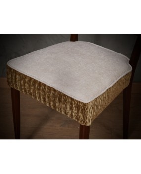 Walnut Wood and White and Bronze Velvet Italian Chair, 1950