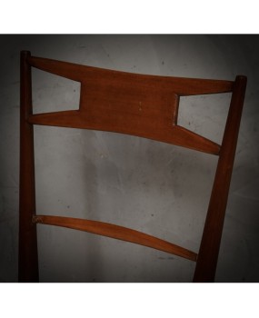 Walnut Wood and White and Bronze Velvet Italian Chair, 1950