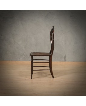 Louis Philippe Walnut and Vienna Straw Italian Chairs, 1940