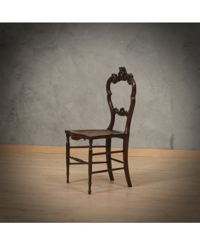 Louis Philippe Walnut and Vienna Straw Italian Chairs, 1940