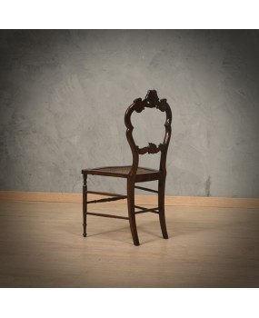 Louis Philippe Walnut and Vienna Straw Italian Chairs, 1940