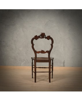 Louis Philippe Walnut and Vienna Straw Italian Chairs, 1940