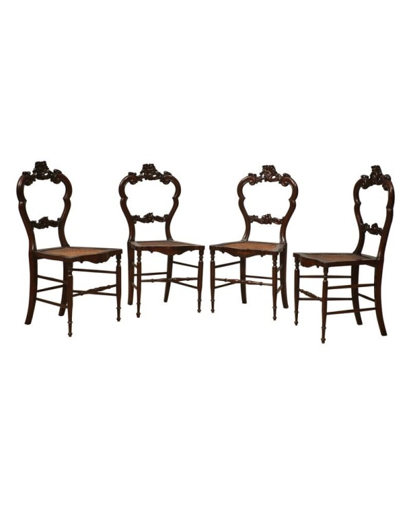 Louis Philippe Walnut and Vienna Straw Italian Chairs, 1940 Louis Philippe Walnut and Vienna Straw Italian Chairs, 1940