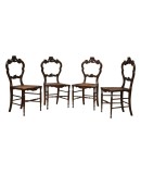 Louis Philippe Walnut and Vienna Straw Italian Chairs, 1940 Louis Philippe Walnut and Vienna Straw Italian Chairs, 1940